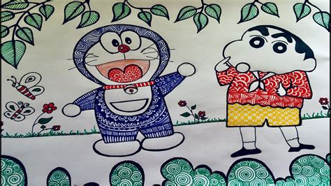 Doodle Zentangle Art Of Doraemon And Shinchan Youtube