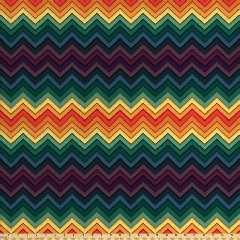 Chevron Fabric By The Yard Upholstery Colorful Zigzag Design Classical