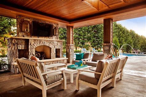 Detached Fireplace Covered Outdoor Patio
