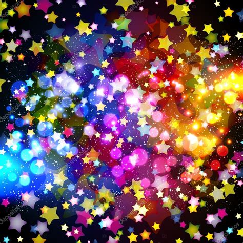 Bright Colorful Flying Stars On A Fantastic Design Background — Stock