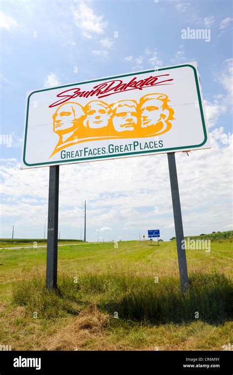 South Dakota Welcome Sign On I Interstate 90 Stock Photo Alamy