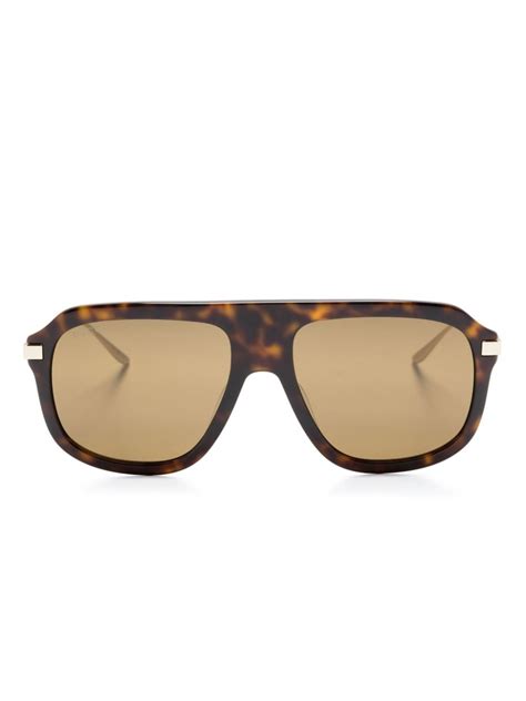 gucci eyewear tortoiseshell effect pilot frame sunglasses farfetch