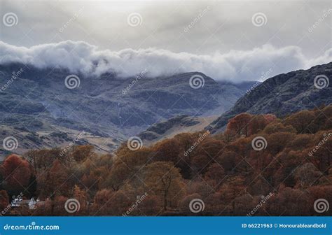 Stunning Autumn Fall Color Landscape Of Lake District In Cumbria