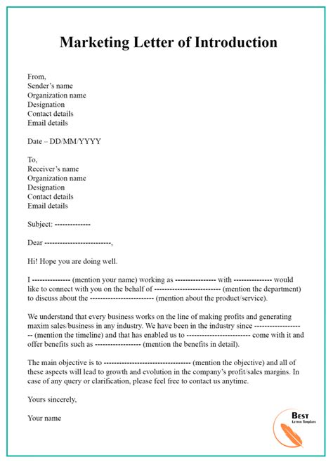 Free Marketing Letter Template Format Sample Example