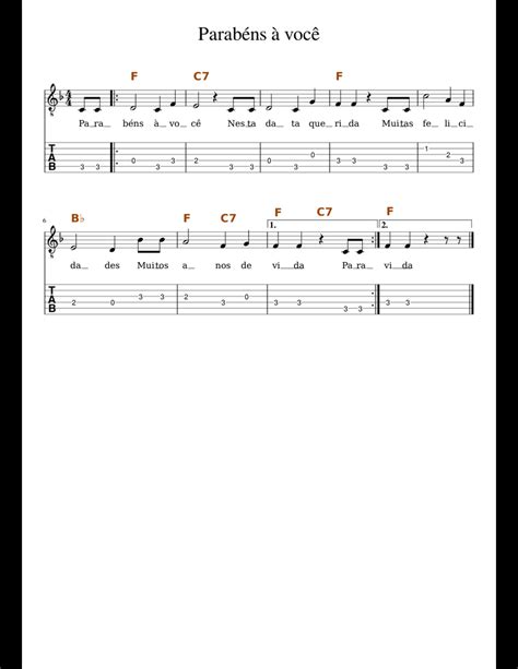 Parabéns à Você Sheet Music For Guitar Download Free In Pdf Or Midi