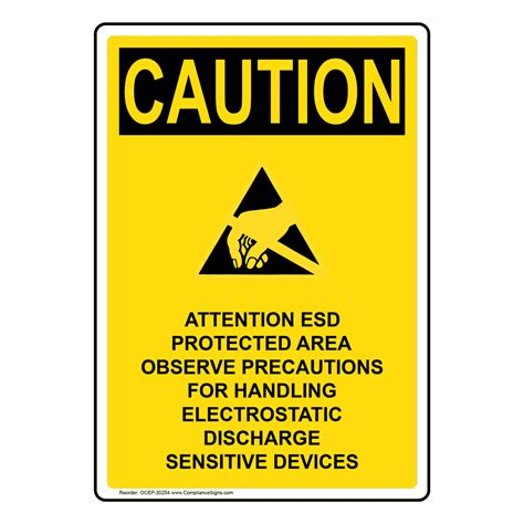 Portrait Attention Esd Protected Sign With Symbol Ocep 30254