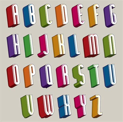 Premium Vector 3d Font Vector Colorful Letters Geometric Dimensional