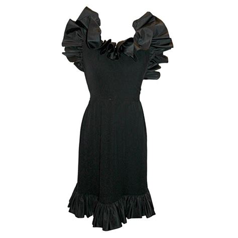 Vintage Nina Ricci Black Crepesilk Taffeta Halter Dress Sz 6 80s For