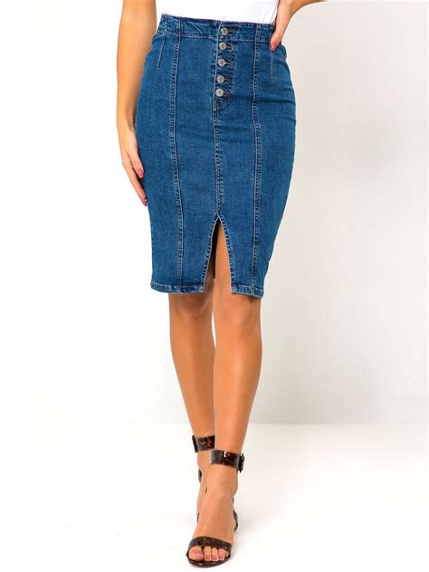 womens stretch denim skirt pencil straight skirts new size 10 12 14 8 16 blue ebay