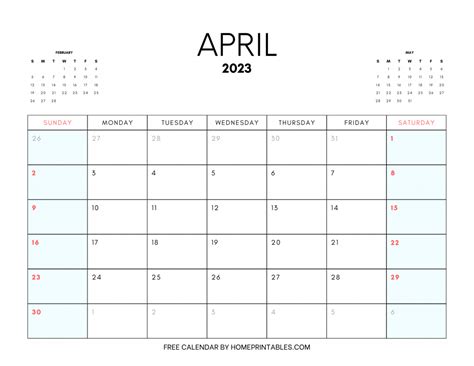 Printable April 2023 Calendar Templates Free Download
