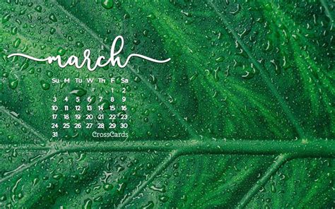 March 2019 Green Desktop Calendar Free March Wallpaper