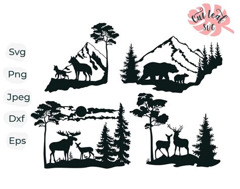 Wildlife Scene Svg Wild Animals Cut File For Laser Dxf Files For