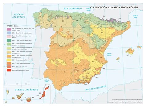 Mapa De Clasificación Climática Según Köppen 1981 2010 España