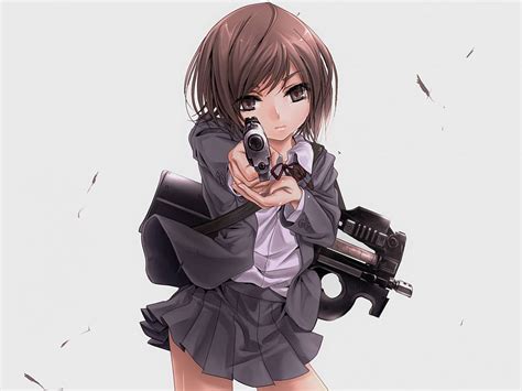 Girl With A Gun Girl Gun Anime Shirt Hd Wallpaper Pxfuel