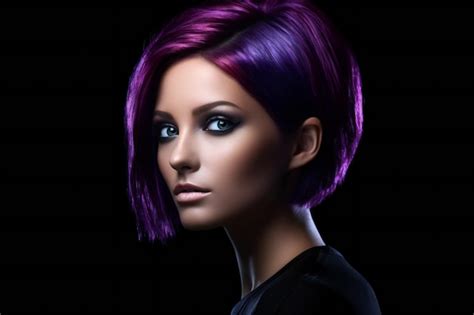 Premium Ai Image Portrait Of Beautiful Young Woman With Purple Hair