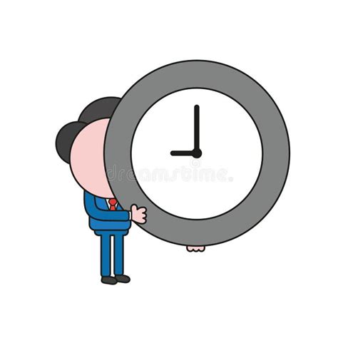 Vector Illustration Of Businessman Character Holding Clock Color And