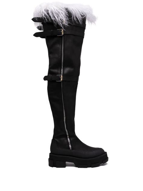 Dion Lee Gao Thigh High Boots In Black Modesens