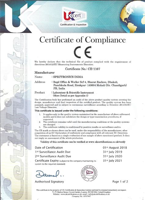 Certification Of Conformance Template