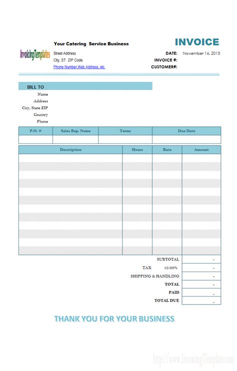 Catering Invoice Template Word Invoice Example