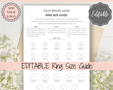 Ring Size Guide Ring Sizer Printable Ring Size Chart Etsy Uk