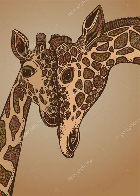 Vector Graphic Illustration With Two Giraffes In Love — Stock Vector