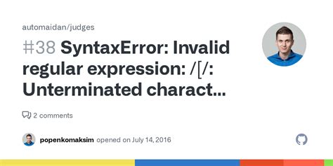 SyntaxError Invalid Regular Expression Unterminated Character