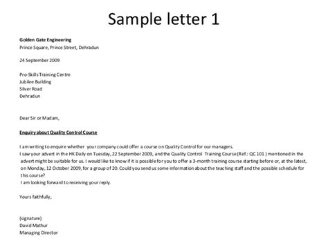 write inquiry letter  university