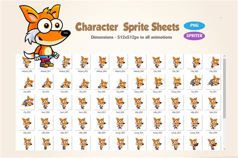 Fox 2D Game Character Sprites 187 for $10 - PixelClerks