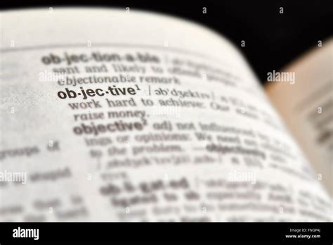 Objective Word Definition Text In Dictionary Page Stock Photo Alamy