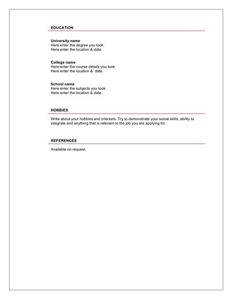 Cv format pick the right format for your situation. Blank cv template in Word and Pdf formats - page 2 of 2