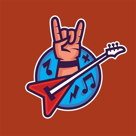 Symbol Of Rocknroll Concept Art Of Rock Music In Cartoon Style
