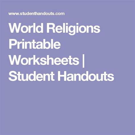 World Religions Printable Worksheets Student Handouts Free