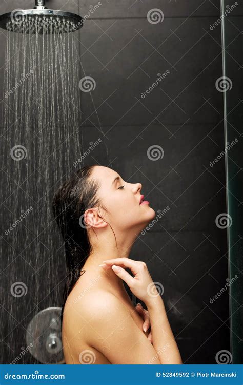 Woman Standing At The Shower Stock Photo Image Of Healthy Lady