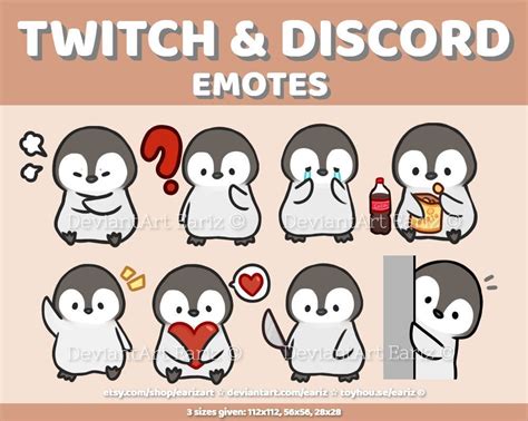 twitch discord emotes pack 8 cute penguin emotes etsy discord emotes twitch discord