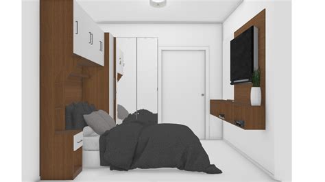 Dormitório Casal 3x4 com Home e Penteadeira de MV Planta 3D Mooble