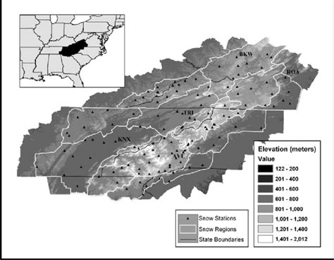 Co Op Stations And Snow Regions In The Southern Appalachians