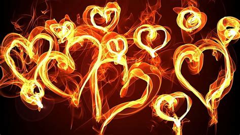 Abstract Fire Flames Love Romance Heart Bright Cg Digital Bright Neon