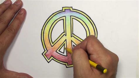 How To Draw A Peace Sign With Rainbow Colors Youtube