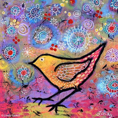 Colorful Bird Art Canvas Print Small Whimsical Bird Wall Art Etsy