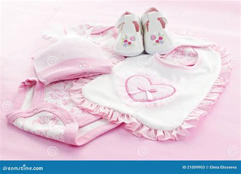 Pink Baby Clothes For Infant Girl Stock Image Image Of Little Child