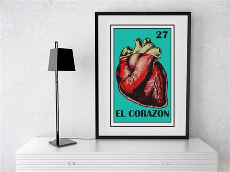 El Corazon Loteria Card Mexican Loteria Printable Mexican Heart Printable The Heart Mexican