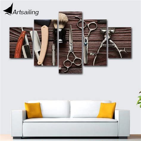 Wall Art Framework 5 Pieces Hair Salon Hairdressing Posters Canvas