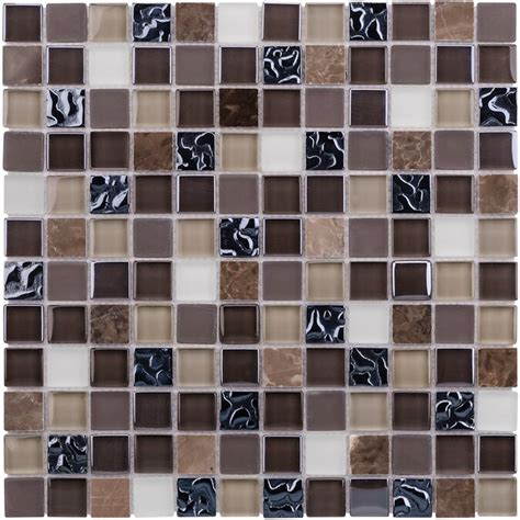 Elida Ceramica Coral Dark Uniform Squares Mosaic Glass Wall Tile