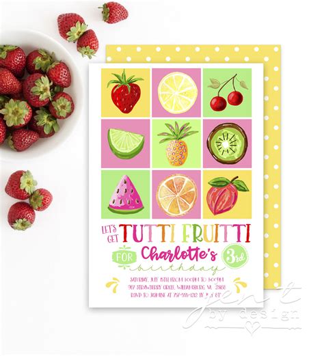 Watercolor Tutti Fruitti Invitations Tutti Frutti Invitations Tutti