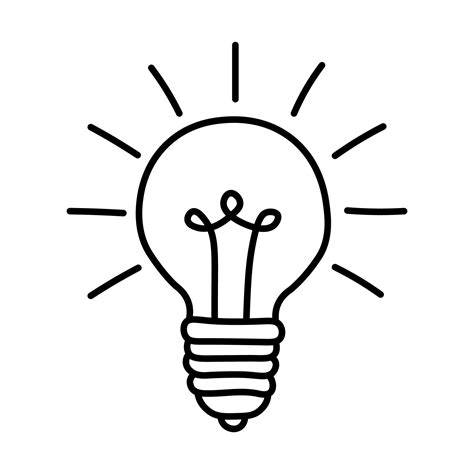 Hand Drawn Light Bulb Sketch Flat Vector Isolate On White Graphic