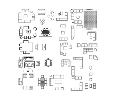 Drawing Of 2d Furniture Design Block Autocad File Cadbull