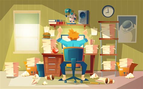 Home Office In Chaos With Freelancer Deadline Concept Approaching