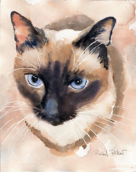 Print Applehead Siamese Cat Art Print Of A Watercolor Painting Big
