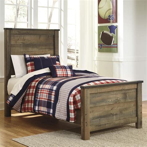 signature design by ashley trinell rustic look twin panel bed malouf furniture co bed