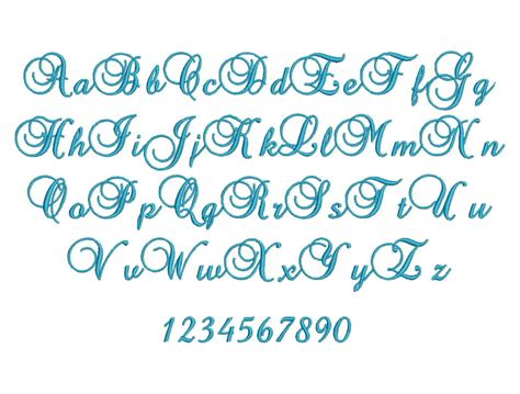 Brock Script Embroidery Font Machine 13 Size Monogram Fonts Instant